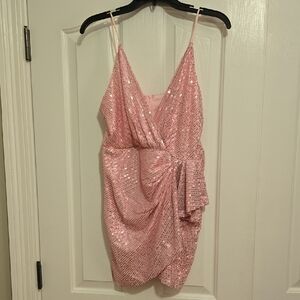 Elegant Pink Sequin Mini Dress